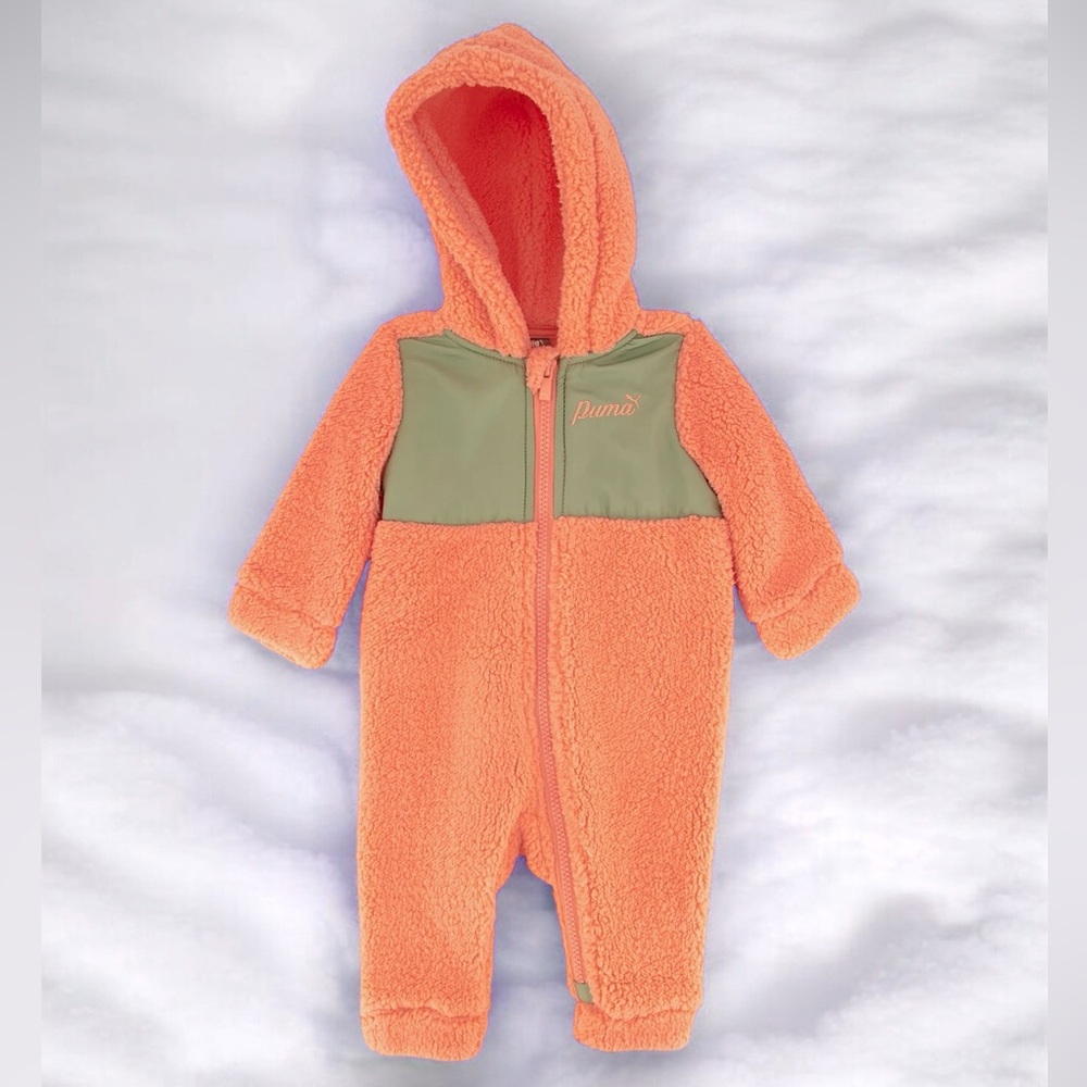 Coral🍃🧡PUMA Baby Girls Sherpa Hooded Jumpsuit🧡🍃
12-18 Months